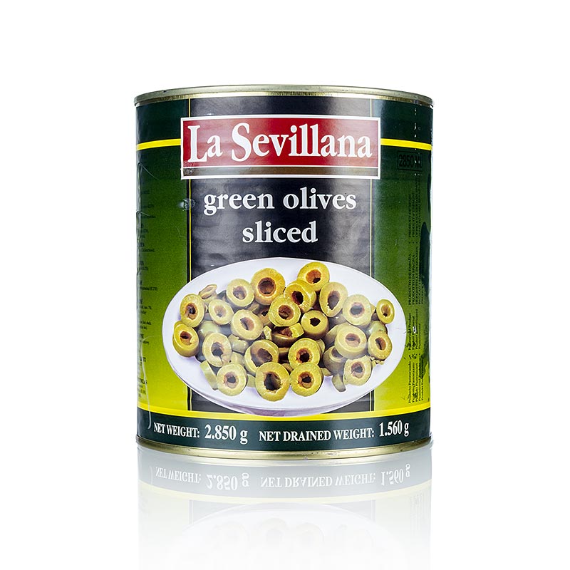 Gröna oliver, skivade, i saltlake, 3 kg