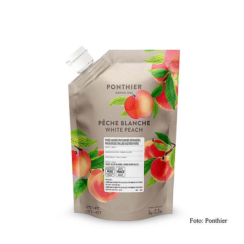 Ponthier vit persikopuré, med socker, 1 kg