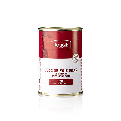 Ankleverblock, med bitar, rund, halvkonserverad, foie gras, Rougié, 400 g