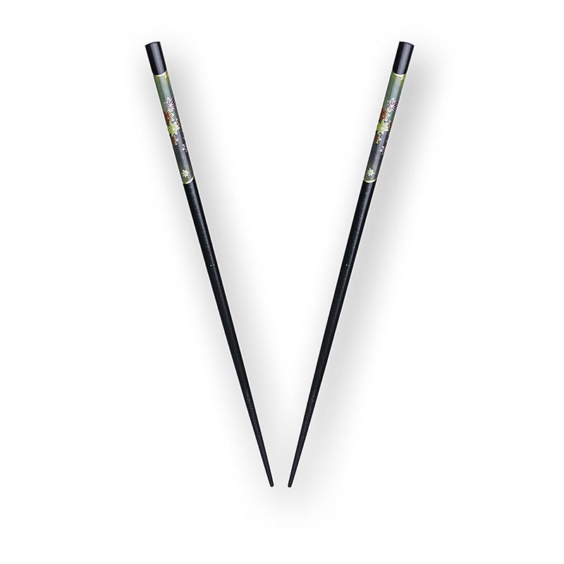 Sushipinnar, svartlackerade, med elegant dekor, 1 st