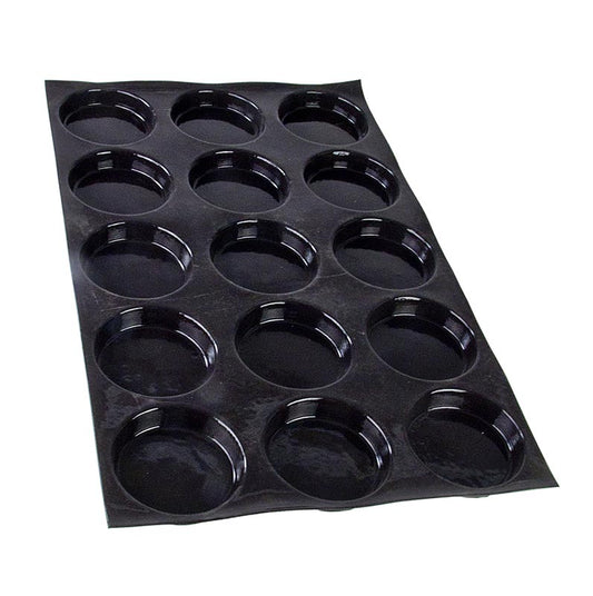 Flexipan-matta 60x40 cm, 15 florentinska formar, runda, ø 10,2 cm, 20 mm djupa, 1 St