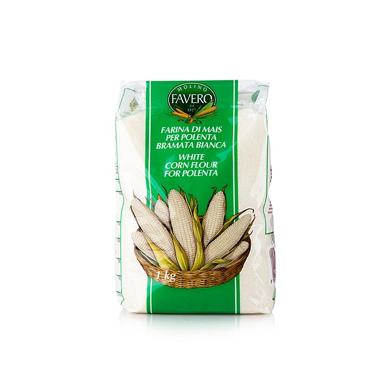 Polenta – Bramata Bianca, majsgryn, vit och grov, Favero, 1 kg