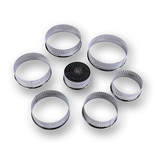 Kakformar, runda, räfflade, ø 2,2–11 cm, 3 cm höga, 14-delars set