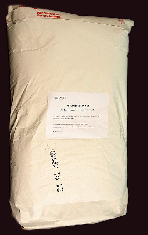 Mjöl typ 65, vetemjöl, för bröd, Banette, Frankrike, 25 kg