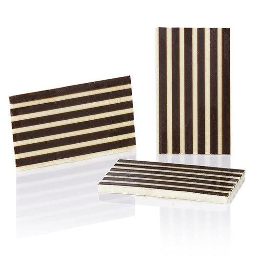 Karl Zieres Dekorationsplattor "Stripes" – rektangulära, vit/mörk choklad, randiga, 25x40 mm