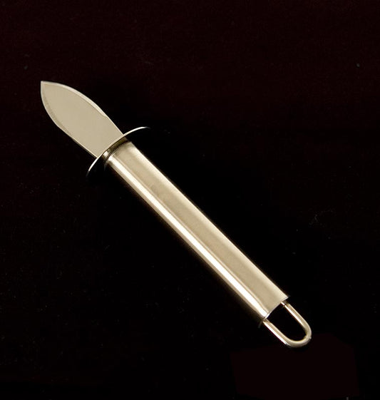 Ostronkniv, med handtag i rostfritt stål + fingerskydd, kort blad, 18 cm, 1 St