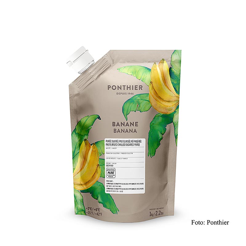 Ponthier Puré – banan, med socker, 1 kg