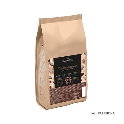 Chokladpärlor att baka in, 55 % kakao, Valrhona, 4 kg