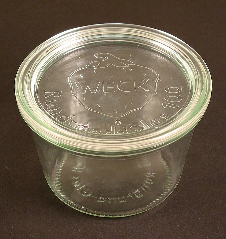 Burk, ø 100 mm, 370 ml, rund, med lock, utan klämmor och gummiring, Weck, 1 st