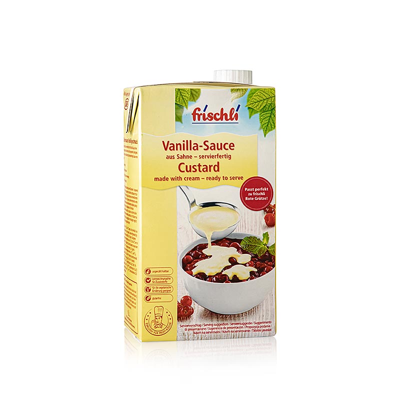 Vaniljsås, med vaniljsmak, kan användas varm eller kall, Frischli, 1 l