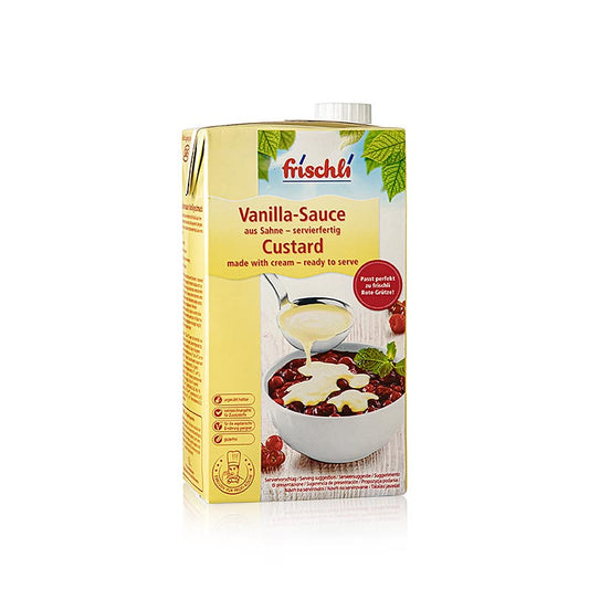 Vaniljsås, med vaniljsmak, kan användas varm eller kall, Frischli, 1 l