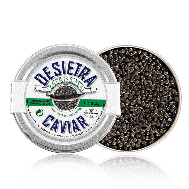 Desietra Baeriskaya kaviar (baerii), akvakultur, utan konserveringsmedel, Tyskla, 125 g