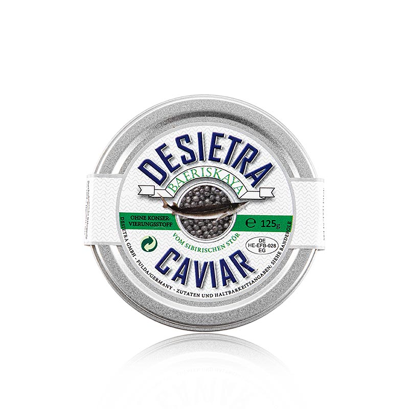 Desietra Baeriskaya kaviar (baerii), akvakultur, utan konserveringsmedel, Tyskla, 125 g