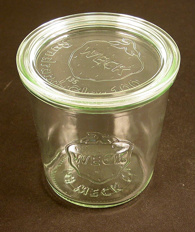 Burk, ø 100 mm, 580 ml, rund, med lock, utan klämmor och gummiring, Weck, 1 st