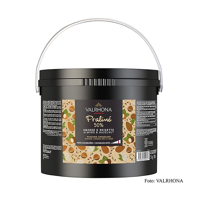 Valrhona Pralinémassa fin, 25 % hasselnöt, 25 % mandel, intensiva nötiga toner, 5 kg