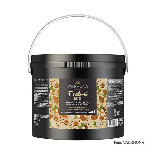 Valrhona Pralinémassa fin, 25 % hasselnöt, 25 % mandel, intensiva nötiga toner, 5 kg