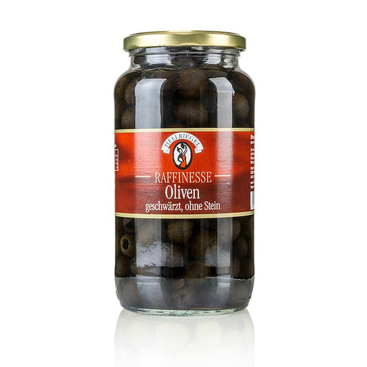 Hellriegel Svarta oliver, urkärnade, svärtade, i saltlake, 935 g