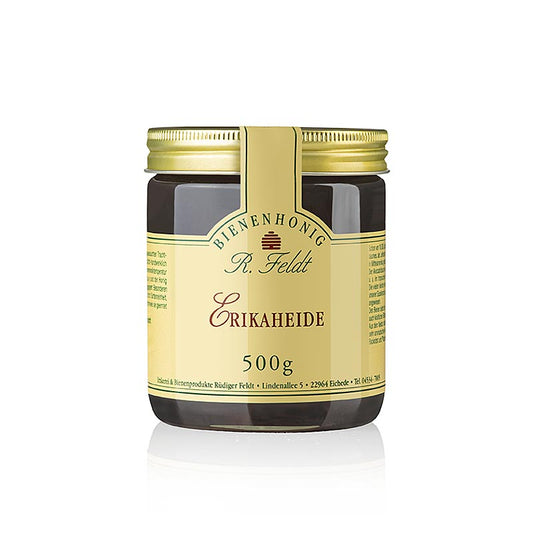 Imkerei Feldt Erika-honung, mörk, mycket aromatisk, blommig, 500 g