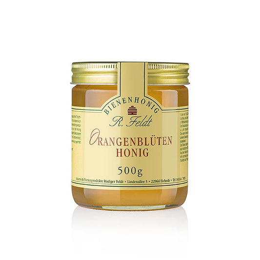 Imkerei Feldt Apelsinblomshonung, guldfärgad, flytande, söt, 500 g