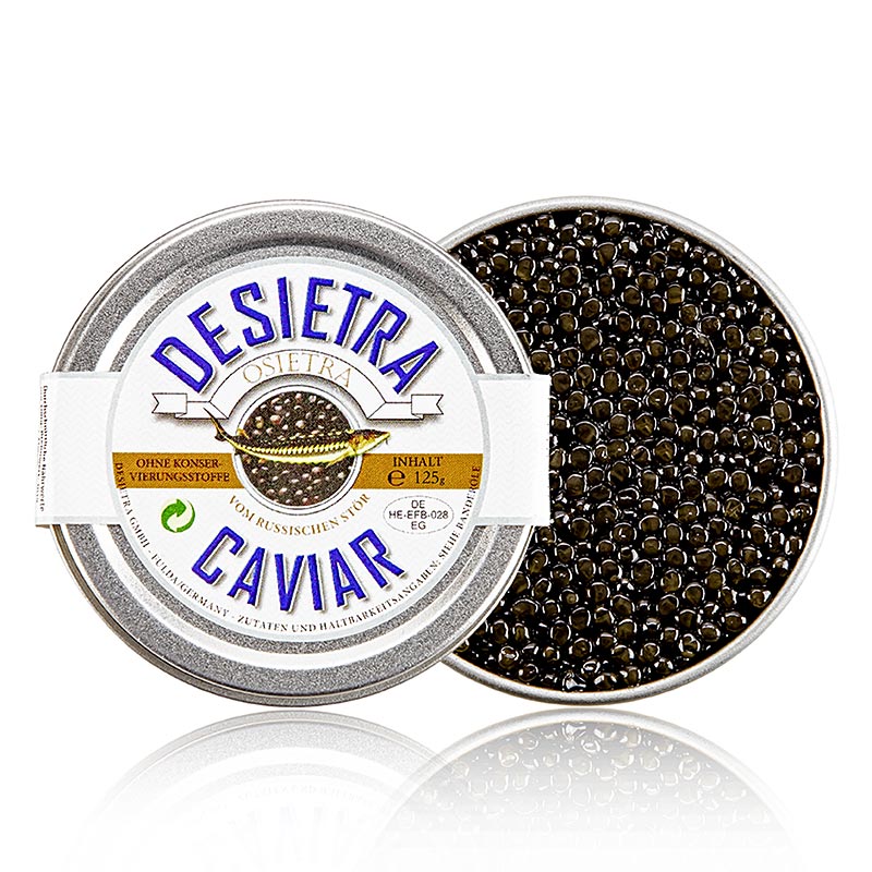 Desietra Osietra-kaviar (gueldenstaedtii), akvakultur, utan konserveringsmedel, 125 g