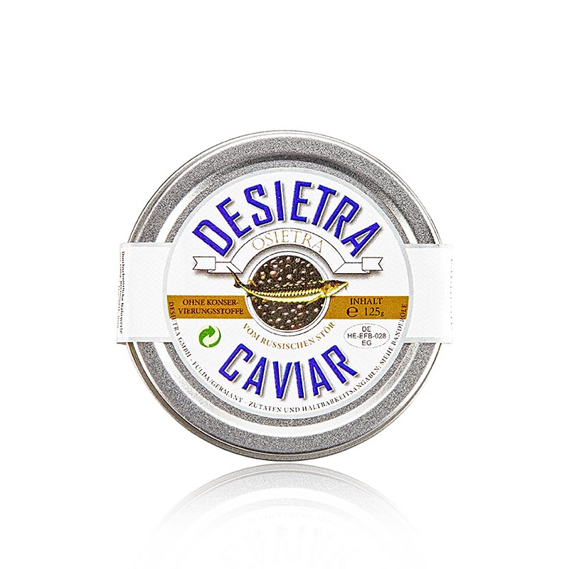 Desietra Osietra-kaviar (gueldenstaedtii), akvakultur, utan konserveringsmedel, 125 g