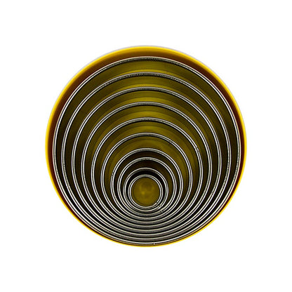 Utskärningsset i rostfritt stål, runt, slätt, ø 2,2–14 cm, 3 cm högt, 10 delar
