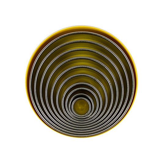 Utskärningsset i rostfritt stål, runt, slätt, ø 2,2–14 cm, 3 cm högt, 10 delar