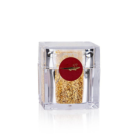Guld – strösselburk med bladguldflakes, 22 karat, E175, 0,1 g