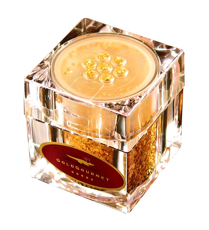 Guld – strösselburk med bladguldflakes, 22 karat, E175, 0,1 g
