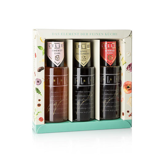 Gölles vinäger-spray-set: hallon-, Schilcher- och balsamico-äppelvinäger, 375 ml