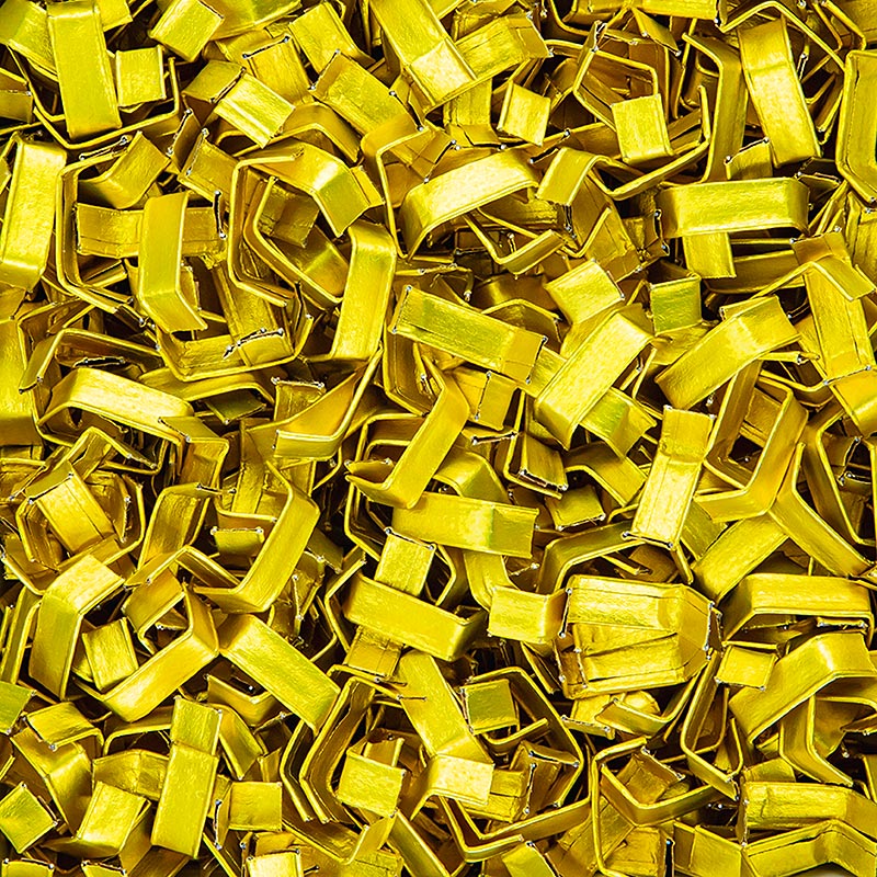 Clippfix-förslutning, guld, för polypropenpåsar/cellglaspåsar, 1 000 st