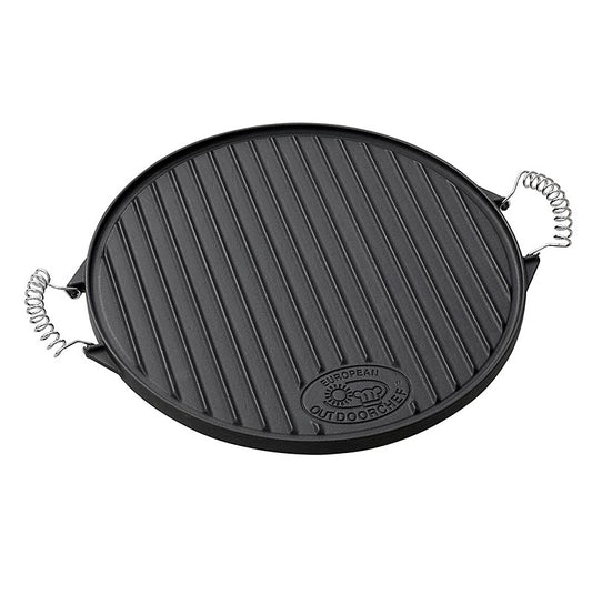 Outdoorchef-tillbehör – gjutjärnsplatta ”Plancha”, 2 handtag, ø 39 cm, 1 st