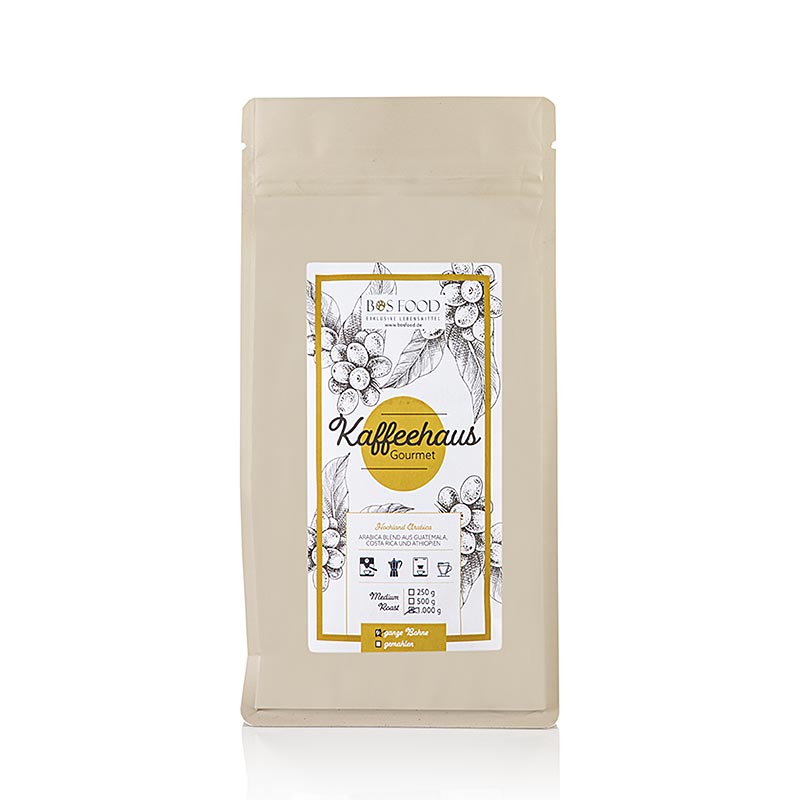 "Chef Food Gourmet" Kaffeehaus, hela bönor, 100 % arabica-kaffe, 1 kg