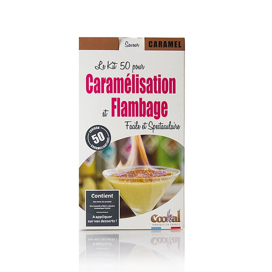 Crème Brûlée-set karamell, karamellisera med flamberingsessens, 50 portioner, 51 tlg.