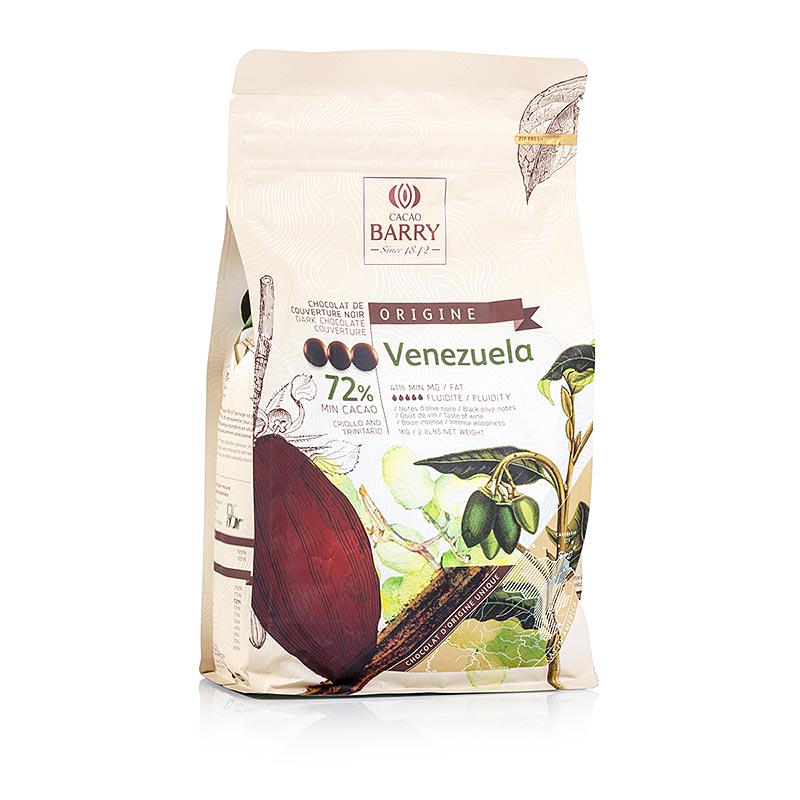 Callebaut Origine Venezuela, mörk choklad, callets, 72 % kakao, 1 kg