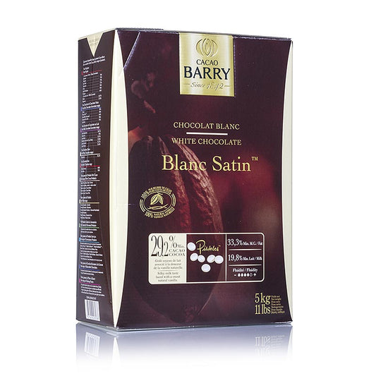 Blanc Satin, vit choklad, callets, 29 % kakao, 5 kg