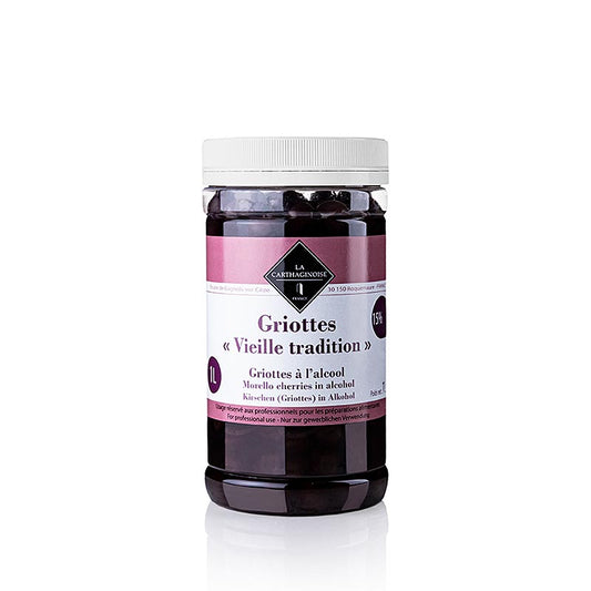 Griottes – surkörsbär, i körsbärsbrännvin, utan kärnor och stjälkar, 15 % vol., 1 kg