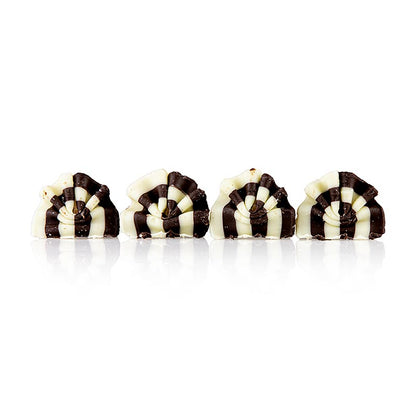 Dekorationsplattor "Forest Mini" – chokladfjäder, vit/mörk choklad, 33x26 mm, 1 kg, ca. 500 St