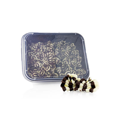 Dekorationsplattor "Forest Mini" – chokladfjäder, vit/mörk choklad, 33x26 mm, 1 kg, ca. 500 St