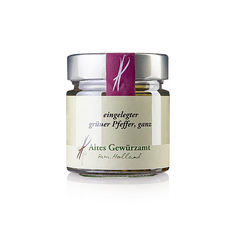 Grön peppar, i rödvin- och kokosvinäger, från Indien, Altes Gewürzamt, 200 g