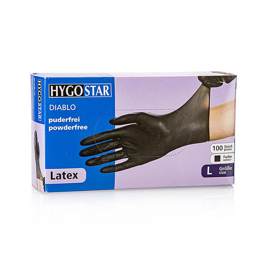 Engångshandskar av latex, svarta, L, opudrade, 100 st