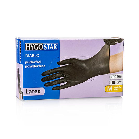 Engångshandskar av latex, svarta, M, opudrade, 100 st