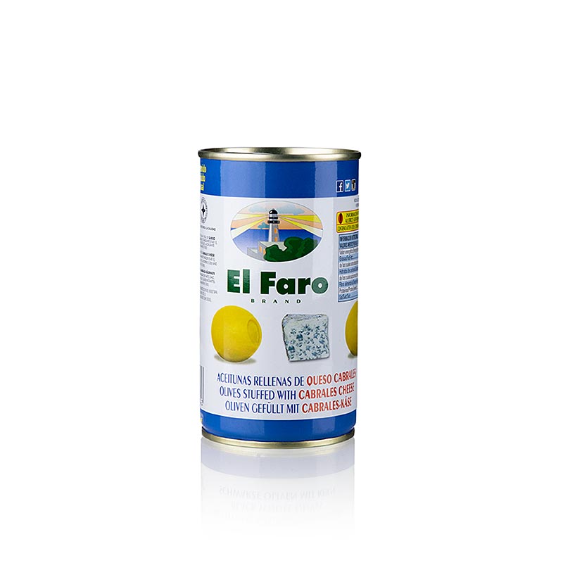 Gröna oliver, urkärnade, med blåmögelost, El Faro, 350 g