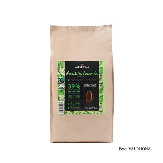 Valrhona Andoa Lactée, choklad för överdrag, mjölkchoklad, callets, 39 % kakao, 3 kg