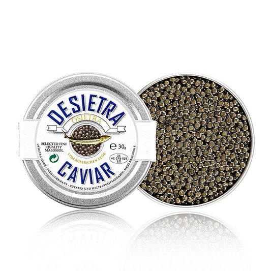 Desietra Osietra-kaviar (Acipenser gueldenstaedtii), akvakultur Tyskland, 30 g