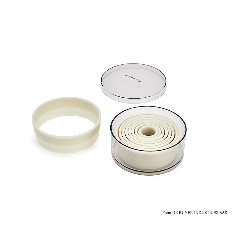 deBUYER utstickare, runda, plast, ø 2/3/4/5/6/7/8/9/10 cm, 9 st.