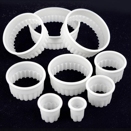 deBUYER utstickare, rund-vågig, plast, ø 2/3/4/5/6/7/8/9/10 cm, 9-delars