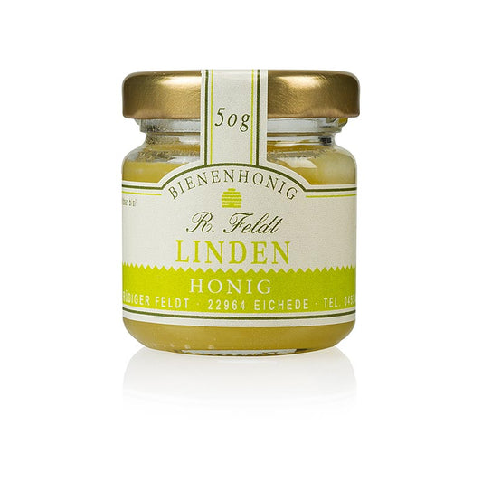 Imkerei Feldt Lindhonung, ljus, krämig, kraftigt frisk, sommarlig, portionsburk, 50 g