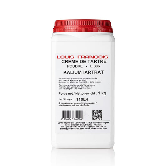 Louis Francois Vinstenspulver – Creme Detartre, kaliumtartrat, E 336, 1 kg