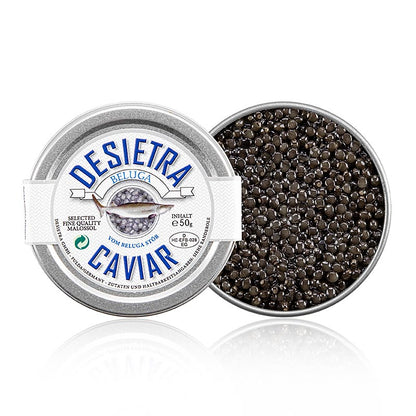 Desietra Beluga-kaviar Malossol från huso (huso huso), akvakultur Tyskland, 50 g